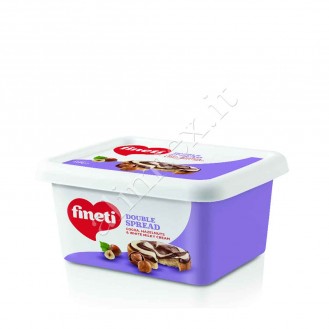 Cremă Fineti Double Spread cacao, alune de pădure și cremă albă de lapte 600g (EN)